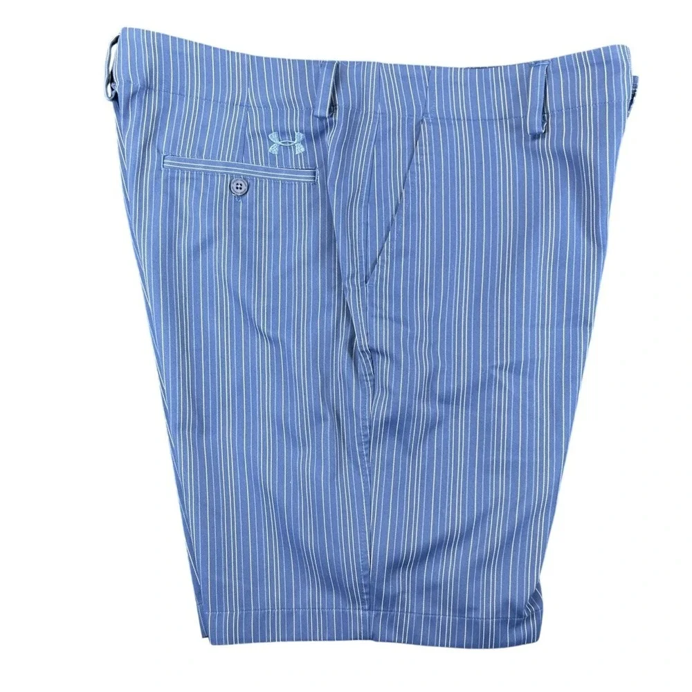 Under Armour Performance Pinstripe Golf Shorts Blue Mens 38 Athletic Summer READ